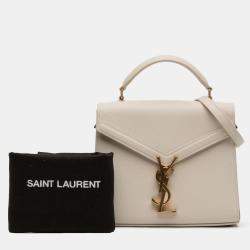 Pre Owned حقيبة يد سان لوران باريس كاساندرا مونوغرام حبيبات صغيرة بنية اللون