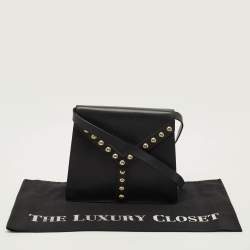 Pre Owned حقيبة كروس بودي سان لوران واي مزينة مسودة جلد أسود