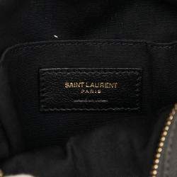 Pre Owned Saint Laurent Paris Grey Grain De Poudre Chevron Round Vinyle Camera Bag