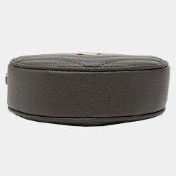 Pre Owned Saint Laurent Paris Grey Grain De Poudre Chevron Round Vinyle Camera Bag