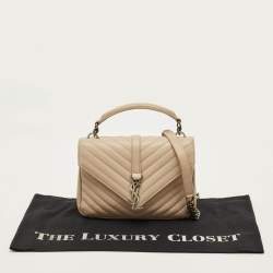 مملوكة مسبقًا حقيبة يد علوية سان لوران كوليدج متوسطة جلد مبطن وردي بوغر