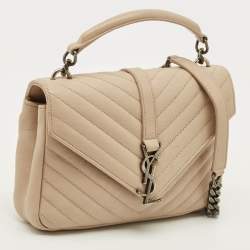 مملوكة مسبقًا حقيبة يد علوية سان لوران كوليدج متوسطة جلد مبطن وردي بوغر