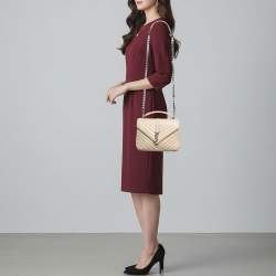 مملوكة مسبقًا حقيبة يد علوية سان لوران كوليدج متوسطة جلد مبطن وردي بوغر