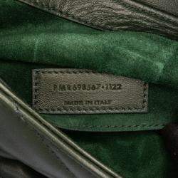 Pre Owned Saint Laurent Paris Green Quilted Lambskin Le 57 Diamond Shoulder Bag