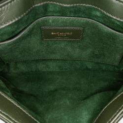 Pre Owned Saint Laurent Paris Green Quilted Lambskin Le 57 Diamond Shoulder Bag