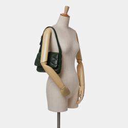 Pre Owned Saint Laurent Paris Green Quilted Lambskin Le 57 Diamond Shoulder Bag