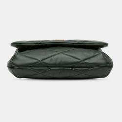 Pre Owned Saint Laurent Paris Green Quilted Lambskin Le 57 Diamond Shoulder Bag