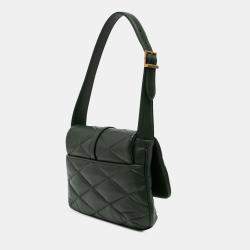 Pre Owned Saint Laurent Paris Green Quilted Lambskin Le 57 Diamond Shoulder Bag