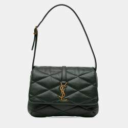Pre Owned Saint Laurent Paris Green Quilted Lambskin Le 57 Diamond Shoulder Bag