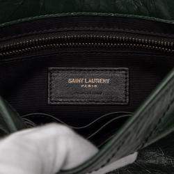 Pre Owned Saint Laurent Paris Green Crinkled Calfskin Niki Wallet on Chain