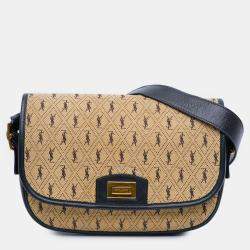 Pre Owned Saint Laurent Paris Brown Medium Canvas Monogram All Over Crossbody