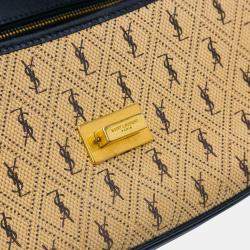 Pre Owned Saint Laurent Paris Brown Medium Canvas Monogram All Over Crossbody