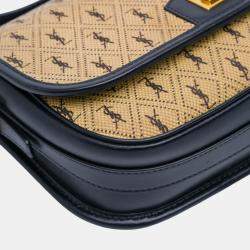 Pre Owned Saint Laurent Paris Brown Medium Canvas Monogram All Over Crossbody