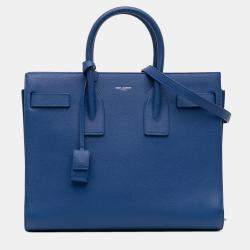 مملوكة مسبقًا Saint Laurent Paris Blue Small Leather Sac De Jour Satchel