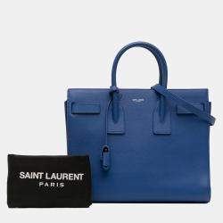 مملوكة مسبقًا Saint Laurent Paris Blue Small Leather Sac De Jour Satchel