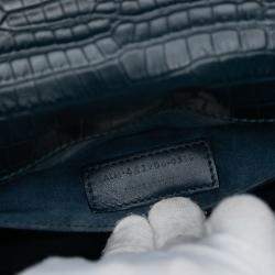 Pre Owned حقيبة كروس سان لوران باريس بلو متوسط جلد عجل منقوش كروك صن ست فلاب