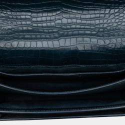 Pre Owned حقيبة كروس سان لوران باريس بلو متوسط جلد عجل منقوش كروك صن ست فلاب