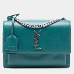 Pre Owned Saint Laurent Paris Blue Medium Leather Monogram Sunset Crossbody