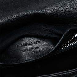 Pre Owned Saint Laurent Paris Black Medium Chevron Sheepskin Monogram College Satchel