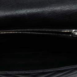 Pre Owned Saint Laurent Paris Black Medium Chevron Sheepskin Monogram College Satchel