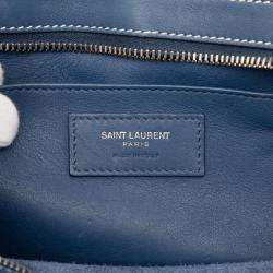 مملوكة مسبقًا Saint Laurent Paris Blue Baby Leather Monogram Downtown Cabas Satchel