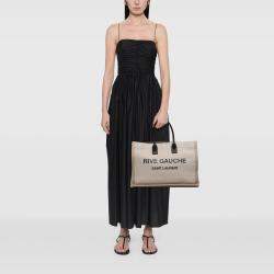 Pre Owned حقيبة يد سان لوران باريس ريف غوش قماش بنية