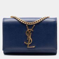 مملوكة مسبقًا Saint Laurent Paris Blue Small Grain de Poudre Monogram Kate Crossbody