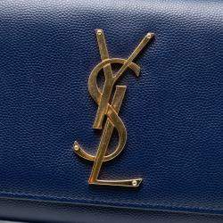 مملوكة مسبقًا Saint Laurent Paris Blue Small Grain de Poudre Monogram Kate Crossbody