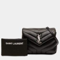 Pre Owned حقيبة سان لوران باريس لولو كروس بودي مونوغرام جلد أسود لعبة