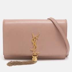 مملوكة مسبقًا Saint Laurent Paris Kate Nude Pink Leather Wallet On Chain