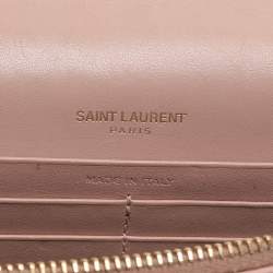 مملوكة مسبقًا Saint Laurent Paris Kate Nude Pink Leather Wallet On Chain