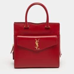 مملوكة مسبقًا Saint Laurent Uptown Small Red Leather Tote