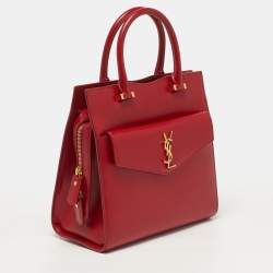 مملوكة مسبقًا Saint Laurent Uptown Small Red Leather Tote
