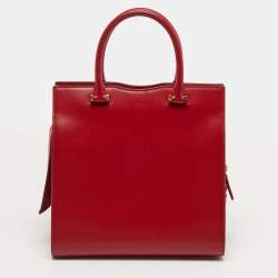 مملوكة مسبقًا Saint Laurent Uptown Small Red Leather Tote