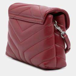 مملوكة مسبقًا حقيبة كروس بودي سان لوران باريس لولو مونوغرام جلد ماتيلاسيه أحمر