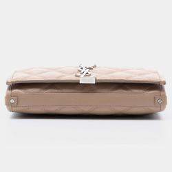 Pre Owned Saint Laurent Paris Brown Quilted Lambskin Becky Wallet on Chain