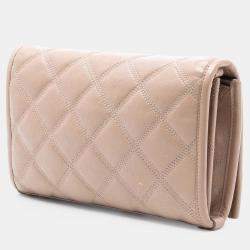 Pre Owned Saint Laurent Paris Brown Quilted Lambskin Becky Wallet on Chain