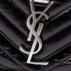 Pre Owned حقيبة سلسلة بانك سان لوران باريس جلد عجل مجعد سوداء متوسطة