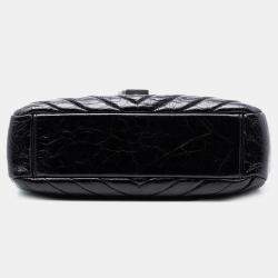 Pre Owned حقيبة سلسلة بانك سان لوران باريس جلد عجل مجعد سوداء متوسطة