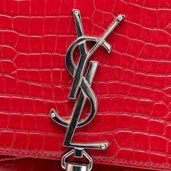 Pre Owned Saint Laurent Paris Red Small Embossed Leather Kate Tassel Crossbody