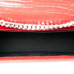 Pre Owned Saint Laurent Paris Red Small Embossed Leather Kate Tassel Crossbody