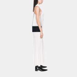 مملوكة مسبقًا Saint Laurent Paris Black Croc Embossed Leather Wallet On Chain