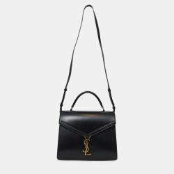 مملوكة مسبقًا Saint Laurent Black Leather Cassandra Medium Top Handle with Strap