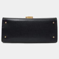 مملوكة مسبقًا Saint Laurent Black Leather Cassandra Medium Top Handle with Strap