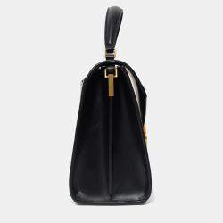 مملوكة مسبقًا Saint Laurent Black Leather Cassandra Medium Top Handle with Strap
