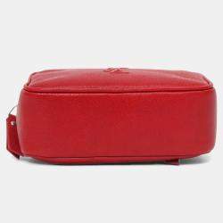 Pre Owned Saint Laurent Red Lambskin Monogram Lou Belt Bag