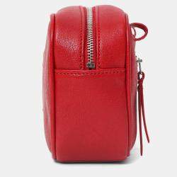 Pre Owned Saint Laurent Red Lambskin Monogram Lou Belt Bag