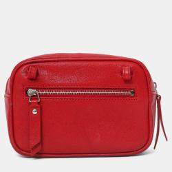 Pre Owned Saint Laurent Red Lambskin Monogram Lou Belt Bag