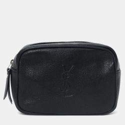 Pre Owned Saint Laurent Black Lambskin Monogram Lou Belt Bag