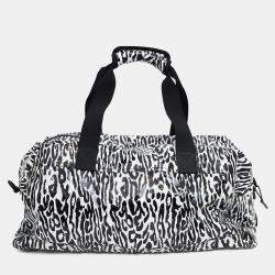 Pre Owned حقيبة دوفل لوجو زيبرا أسود/أبيض سان لوران